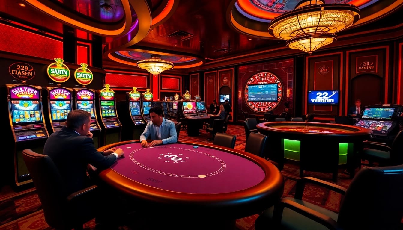 Experience the thrilling game action at 23WIN with poker chips and a roulette wheel.