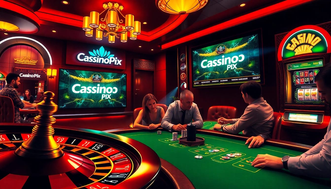 Experience the thrill of cassino pix with players enjoying instant payments and excitement at various tables.