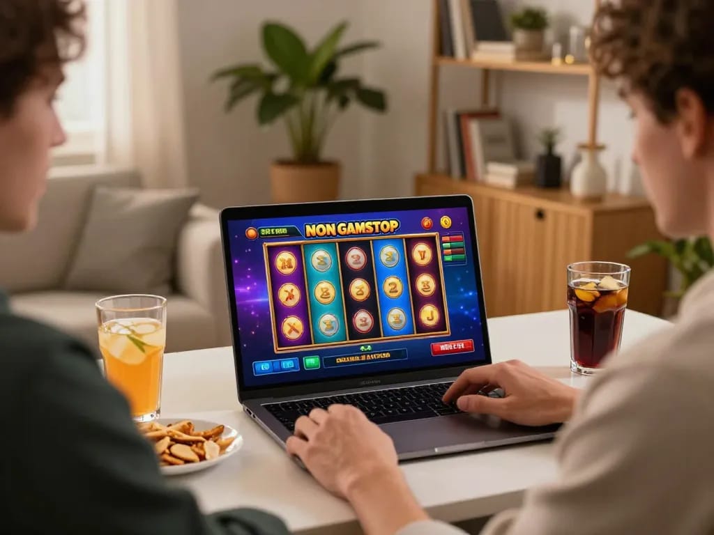 Engaging gameplay on a non gamstop casino slot game interface with colorful reels spinning.