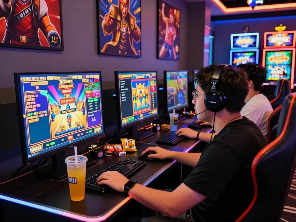 Engaged player experiencing the excitement of tante77 gaming in a modern online casino setup