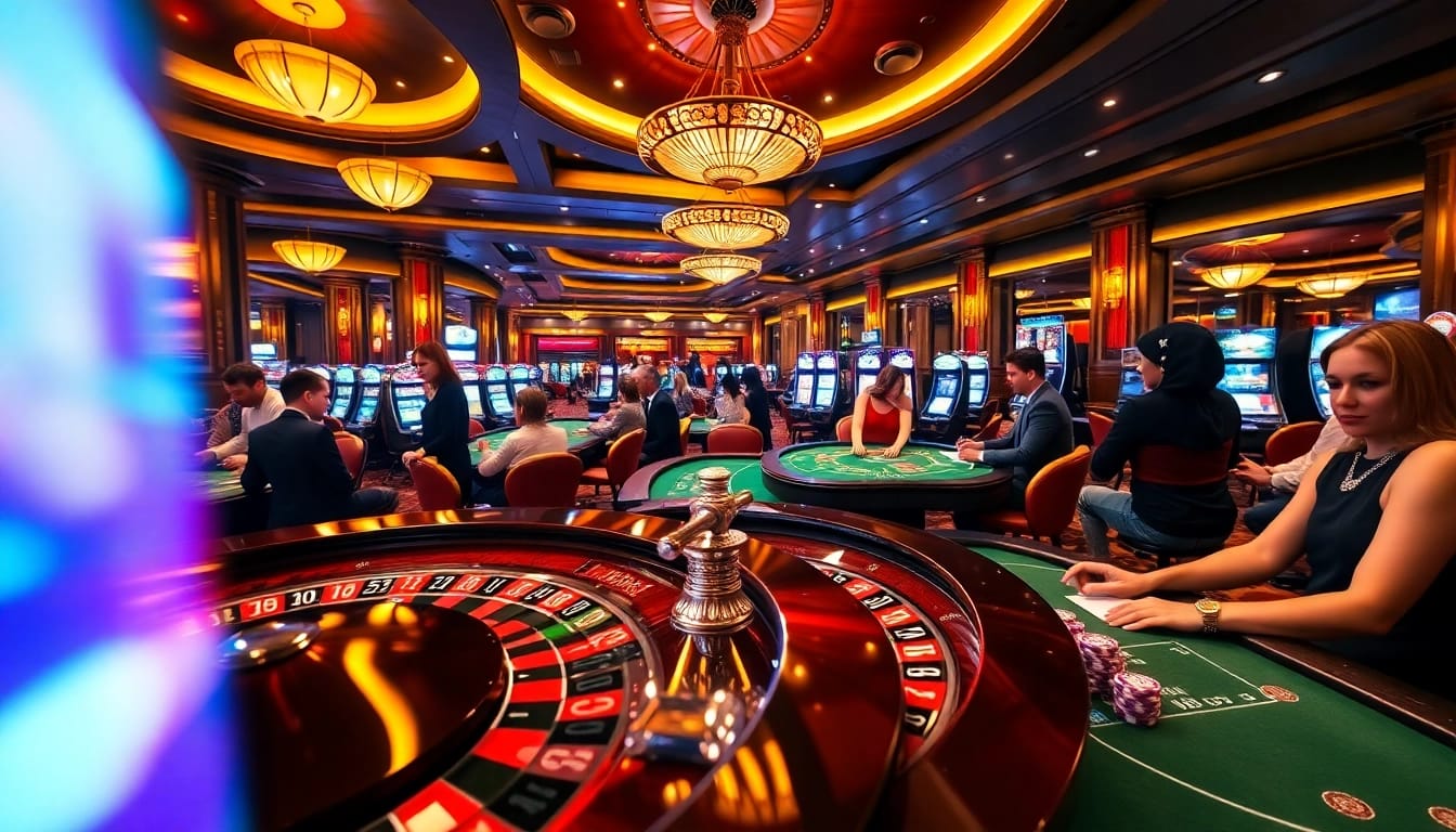 Experience thrilling gameplay at kg88 with an exciting casino scene highlighting roulette and poker.