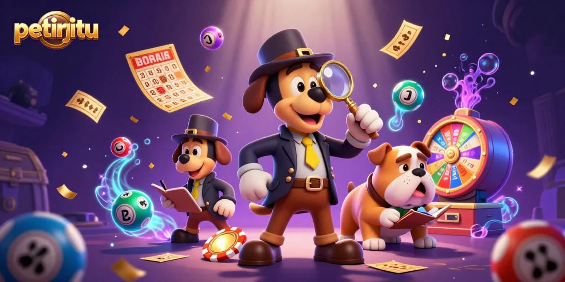 Menangkap momen petirjitu saat detektif berburu petunjuk chip poker emas dengan bola lotere berwarna-warni.