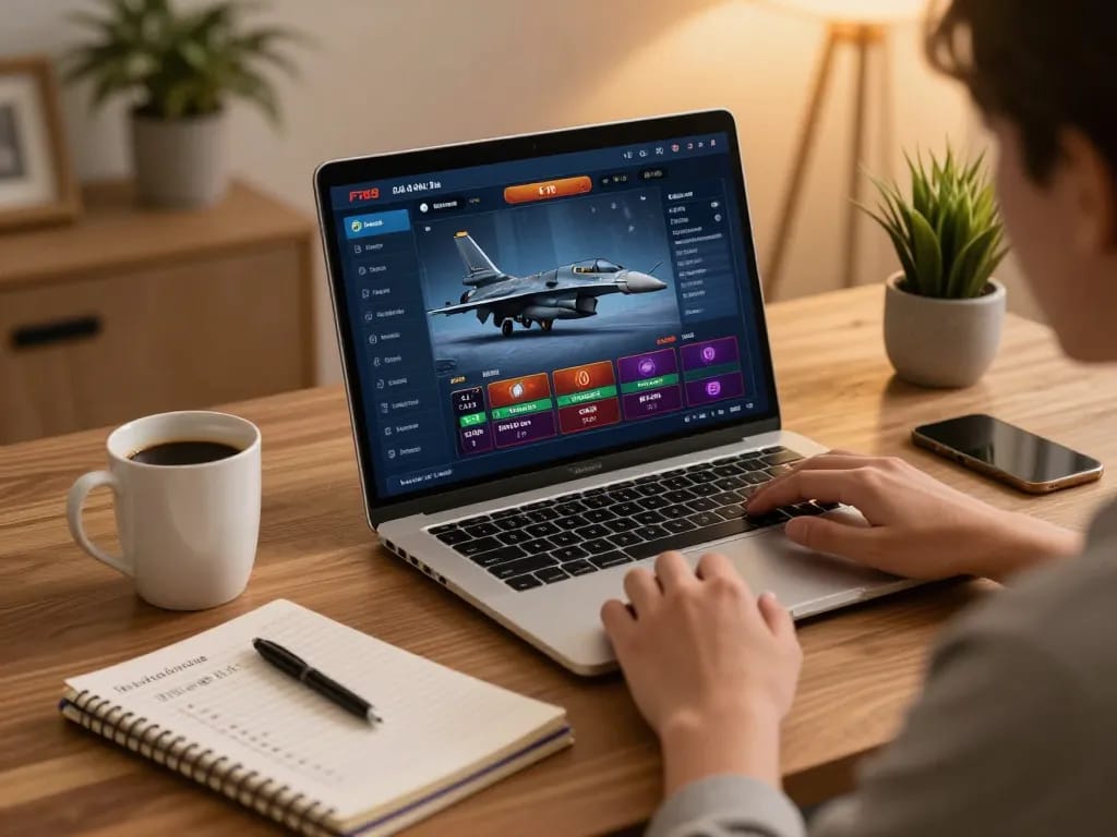 Engaging with the F168 casino platform at home, showcasing a cozy online gaming environment.