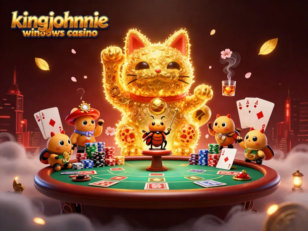 Engage with kingjohnnie windows casino in this vibrant 3D casino scene filled with color and action.
