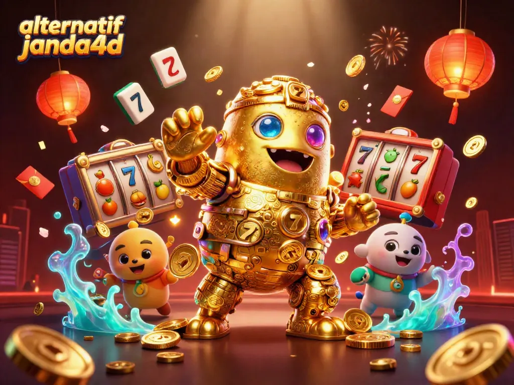 Memenangkan hadiah menarik dengan alternatif janda4d, golem emas berputar di tengah aksi permainan kasino.