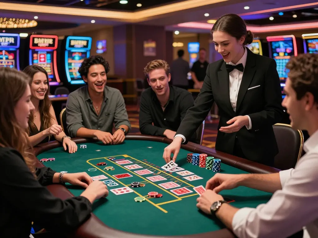 Engaging live dealer baccarat game scene featuring players using free credit baccarat in a vibrant casino atmosphere.
