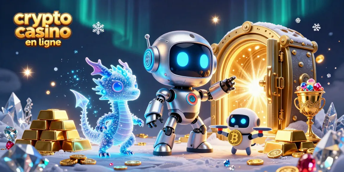 Engagez-vous avec la scène dynamique des crypto casinos en ligne présentant des éléments futuristes et d'abondants trésors de casino.