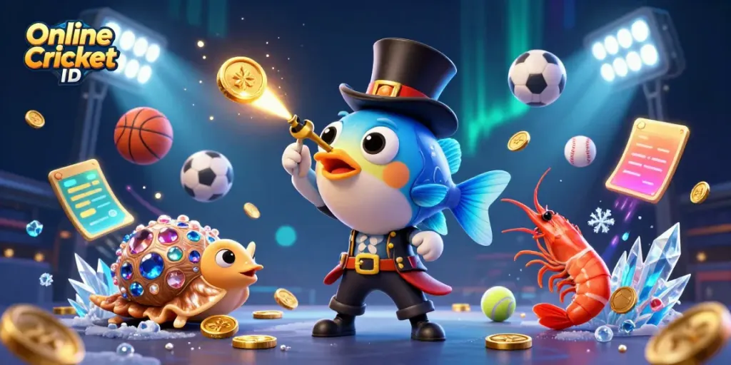 Engage in Online Cricket ID sports betting with dynamic characters attracting golden coins.