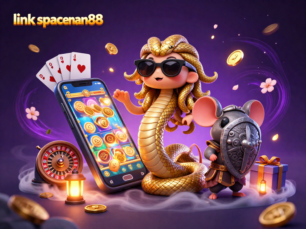 Play slot games with luck at link spaceman88 in a vibrant 3D casino scene filled with excitement.