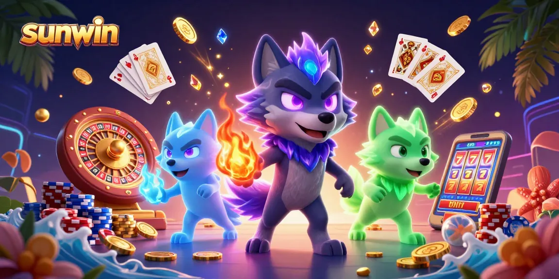 Engage in thrilling wins at sunwin with ghostly wolves, golden coins, and vibrant gaming elements.