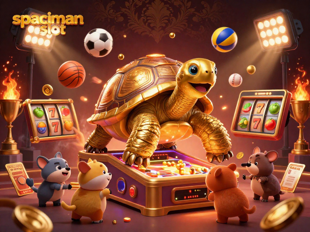 Spin the spaceman slot with a vibrant illustration featuring golden coins and exciting slot reels.