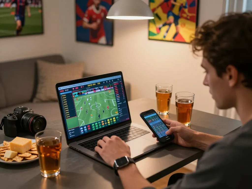Engaging sports betting experience with vsbet app open, showcasing live match stats and betting odds analysis