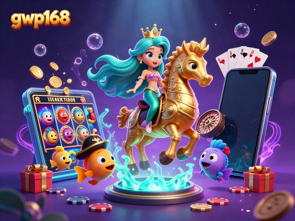 Permainan slot yang mengasyikkan dan penjelajahan di GWP168 dengan ratu duyung di latar belakang
