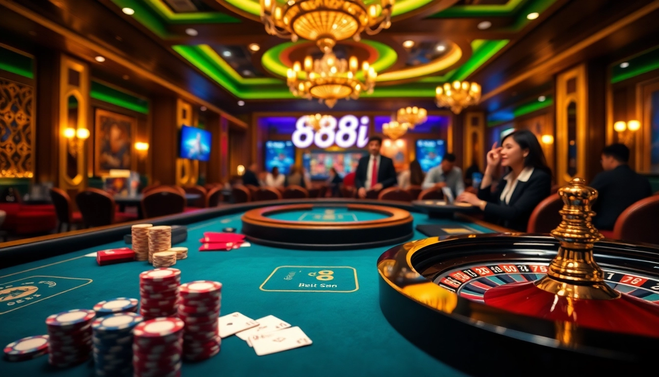 Exciting casino gameplay with a focus on the 88i brand, featuring poker chips and roulette wheel.