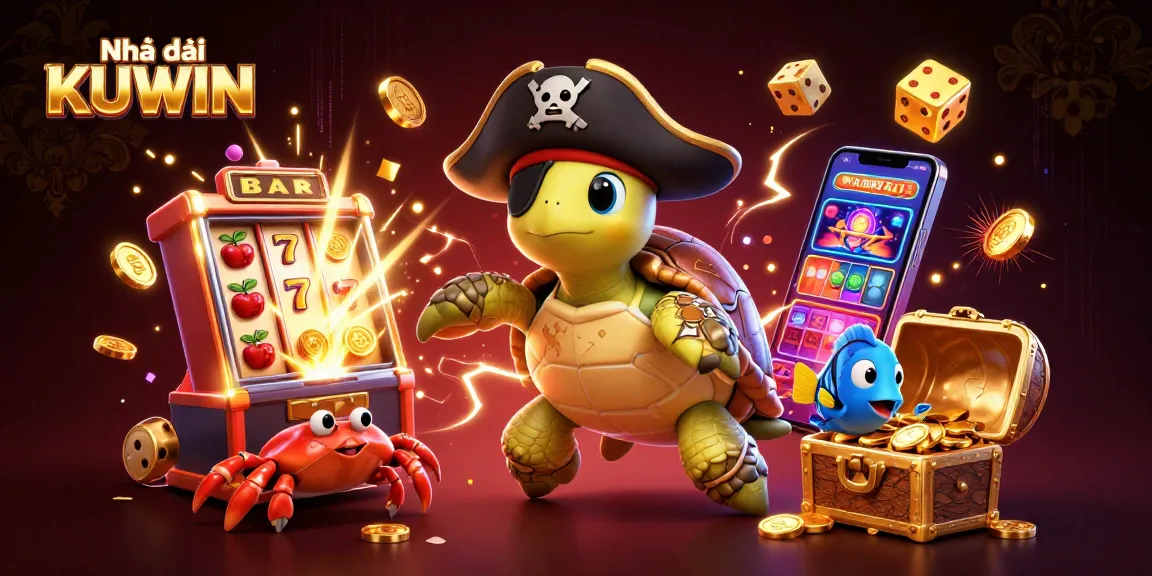 Engage with Nhà cái KUWIN's exciting world of gambling through a vibrant 3D illustration.