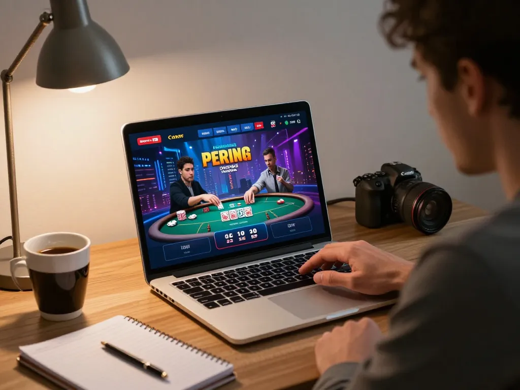 NK 88 online gameplay showcased on a laptop in a stylish home setting, emphasizing strategic poker engagement.