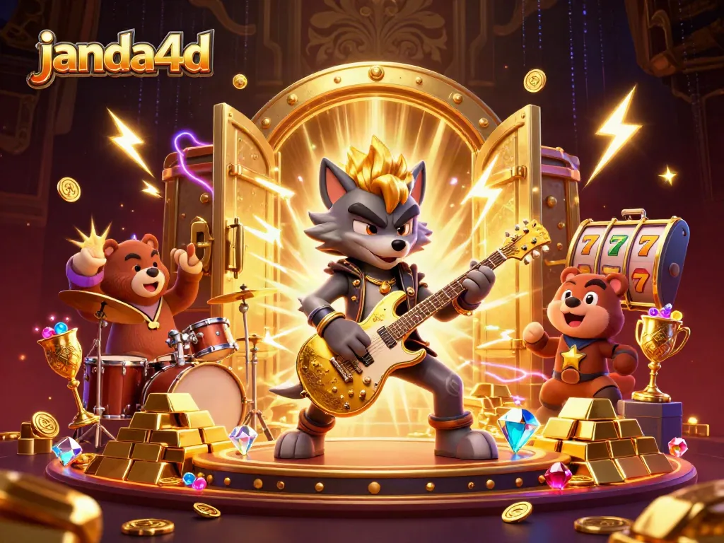 Gambarkan aksi seru janda4d dengan simbol slot dan harta karun yang menawan.