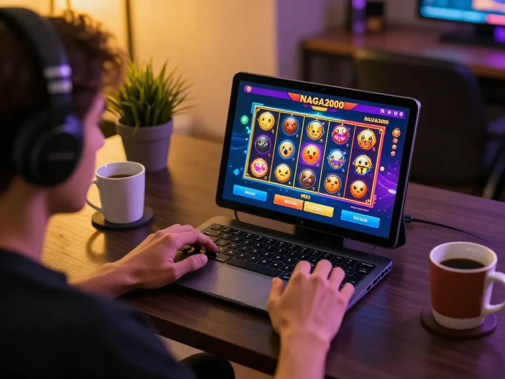 NAGA2000 online gaming interface under warm home lighting, enhancing the gaming experience.