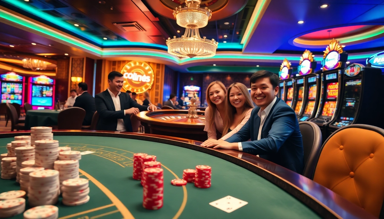 Experience luxury gambling at LC88 with vibrant poker action, chips, and a roulette wheel.