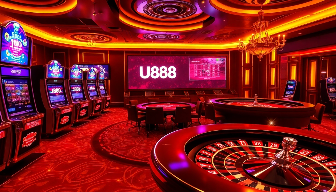 Experience the excitement of U888 with luxurious casino visuals and high-stakes gaming action.