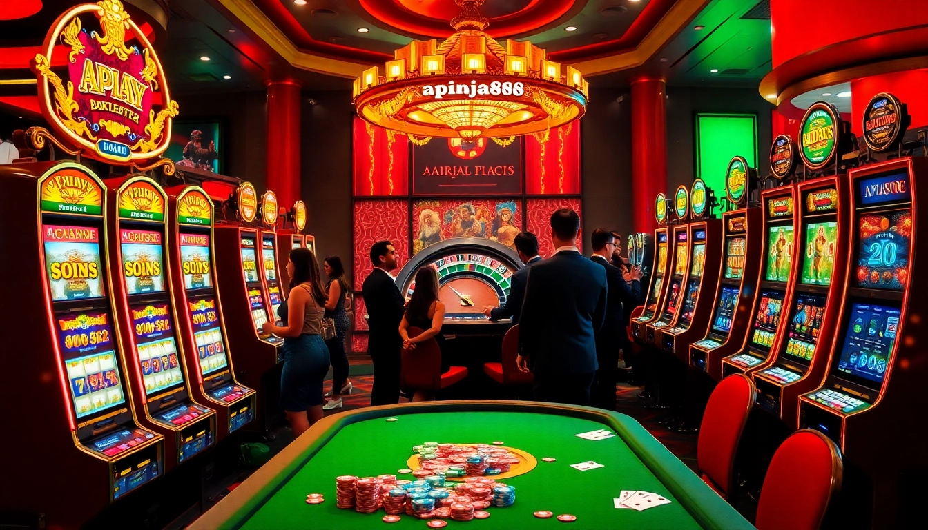 Players enjoying the excitement of apiraja88 slots in a luxury casino environment.