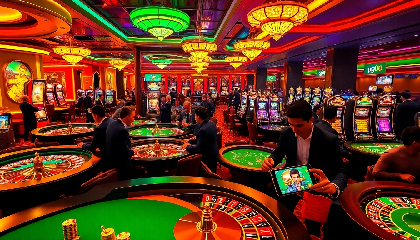 Engaged players enjoying pg88 casino games at a vibrant gaming table filled with excitement.