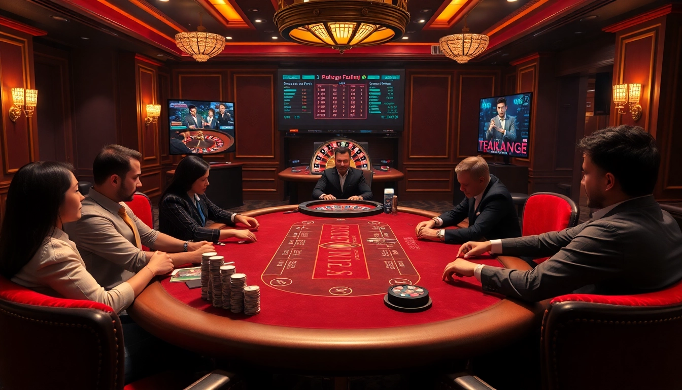 Pahal4d gamblers strategizing at an elegant poker table, showcasing high-stakes excitement.
