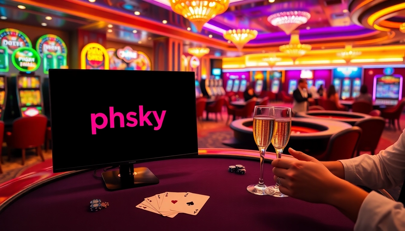 Experience the thrill of gaming at phsky with vibrant casino tables and illuminated slots.