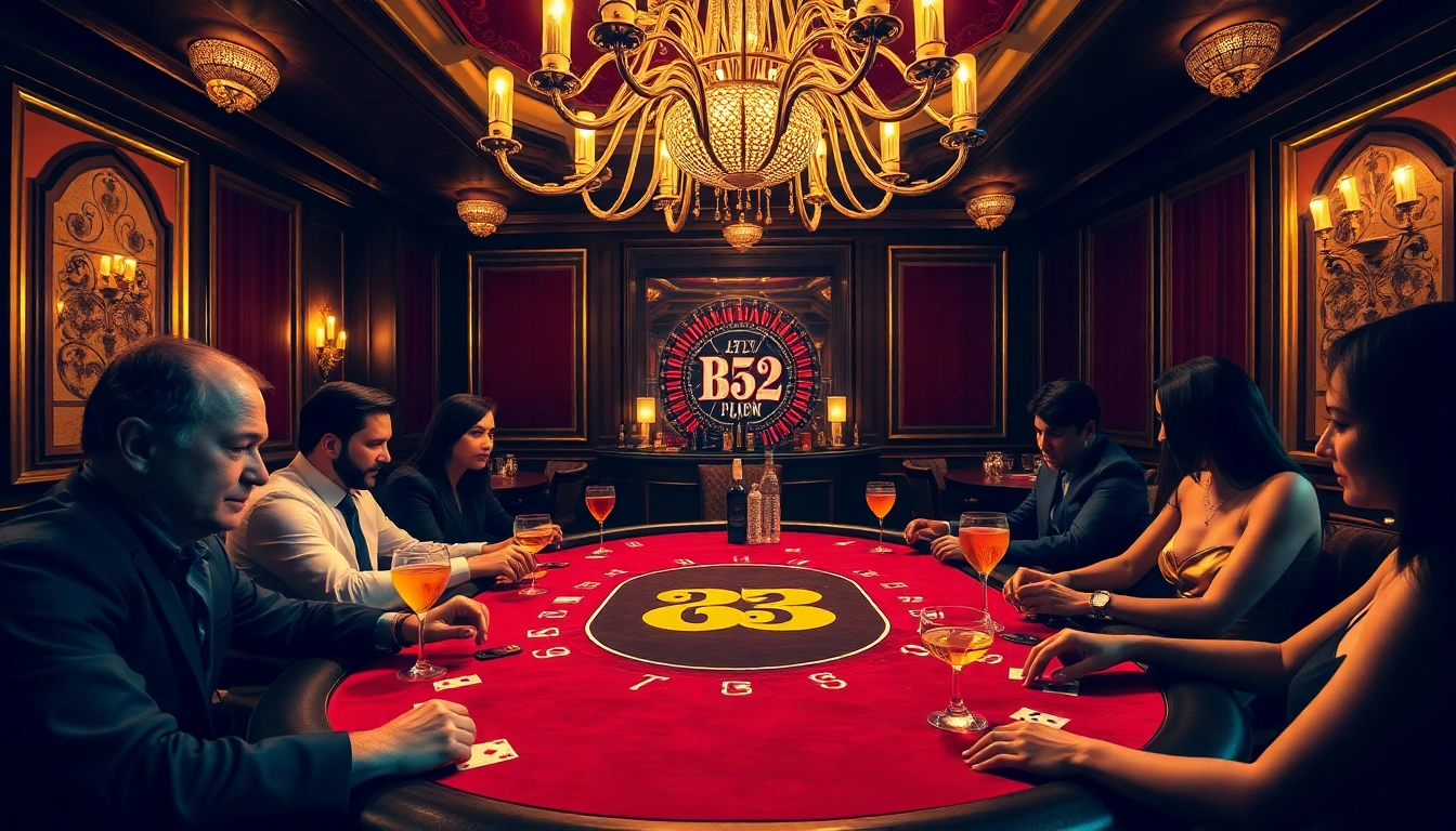 Experience high-stakes poker action with a thrilling B52-themed casino scene.