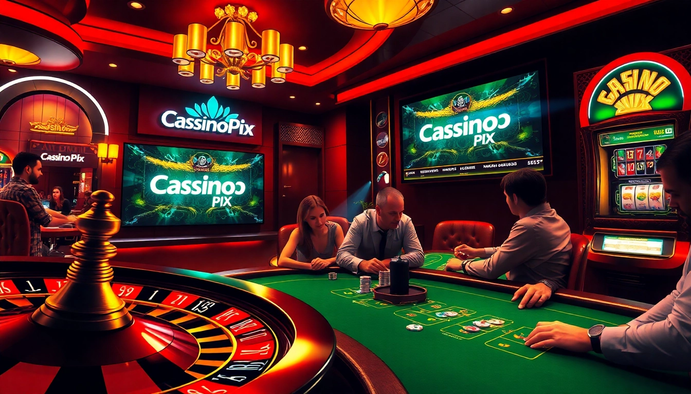 Experience the thrill of cassino pix with players enjoying instant payments and excitement at various tables.