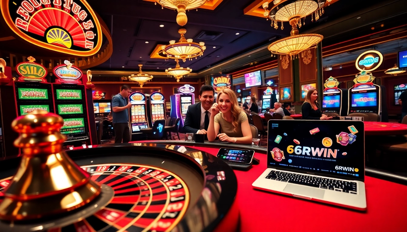 Players enjoying thrilling games at 6RWIN online casino with vibrant machines and exciting tables.