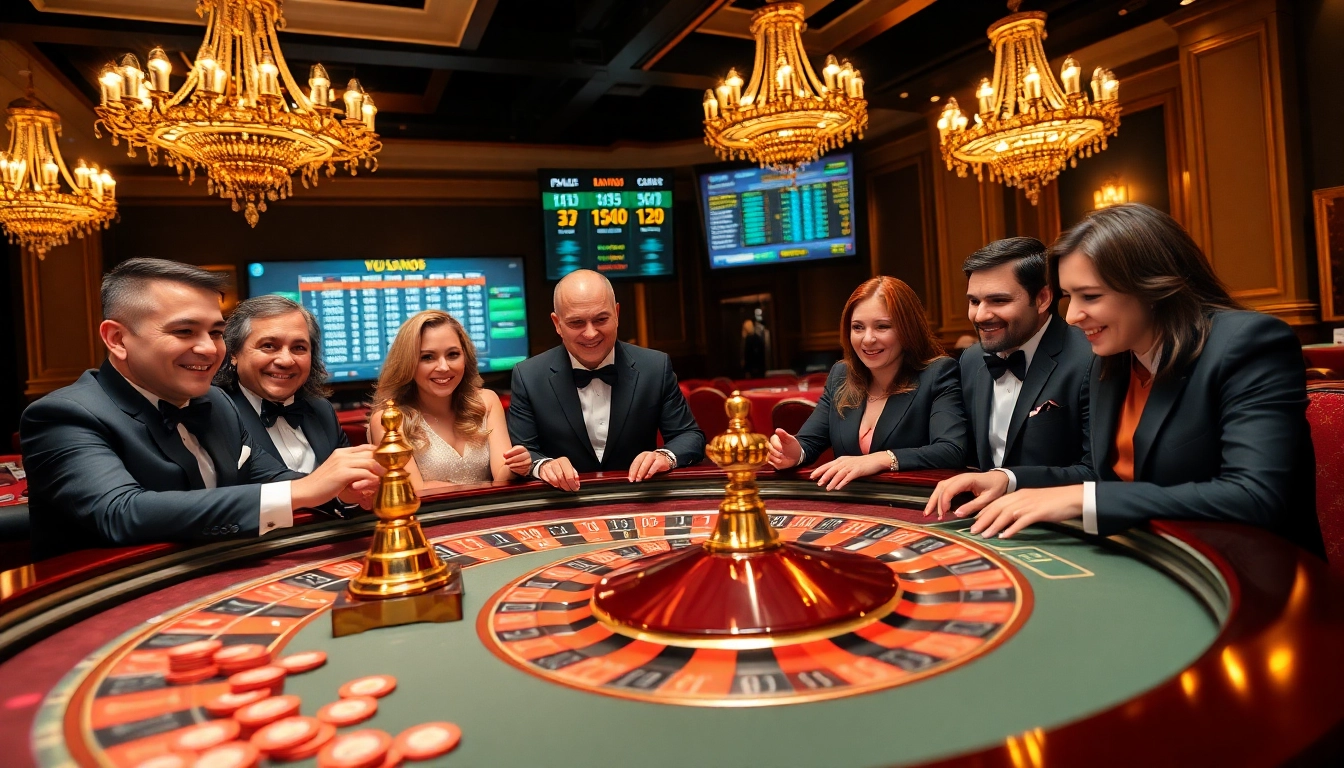 A vibrant casino scene featuring luxurious gaming elements at https://mm88.today/, showcasing excitement and elegance in online gambling.