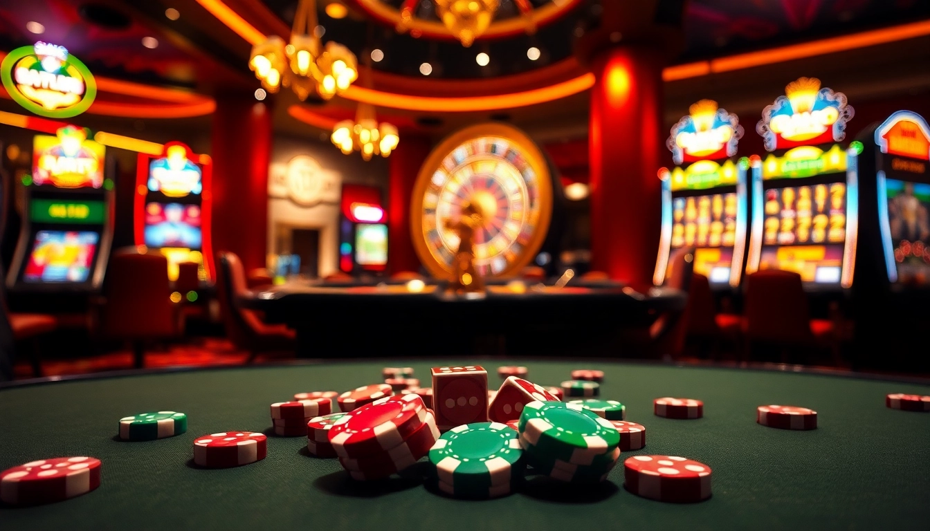 Experience thrilling gameplay at QQMacan with engaging slot machines and vibrant poker chips.