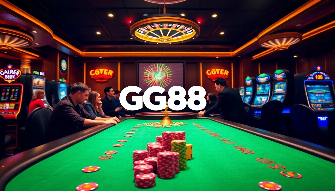 Engaging poker game scene at GG88 casino with vibrant chips and exciting atmosphere.