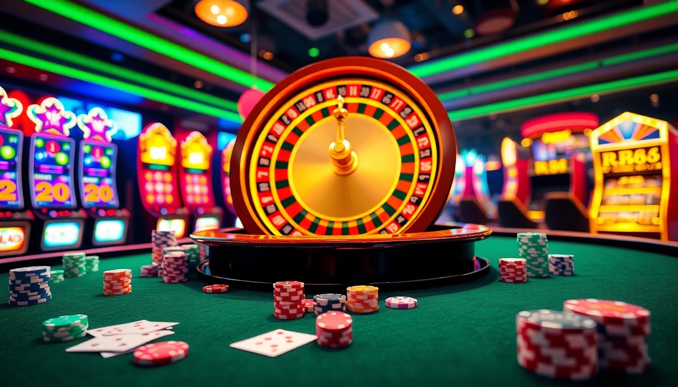 Watch the chips stack up at RR88's casino table, showcasing a vibrant gambling experience.