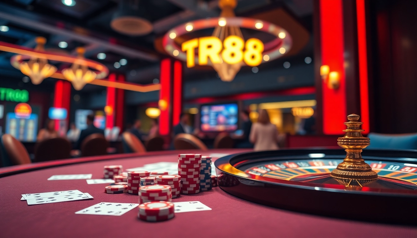 Experience the excitement of TR88 casino with vibrant games and betting tables.
