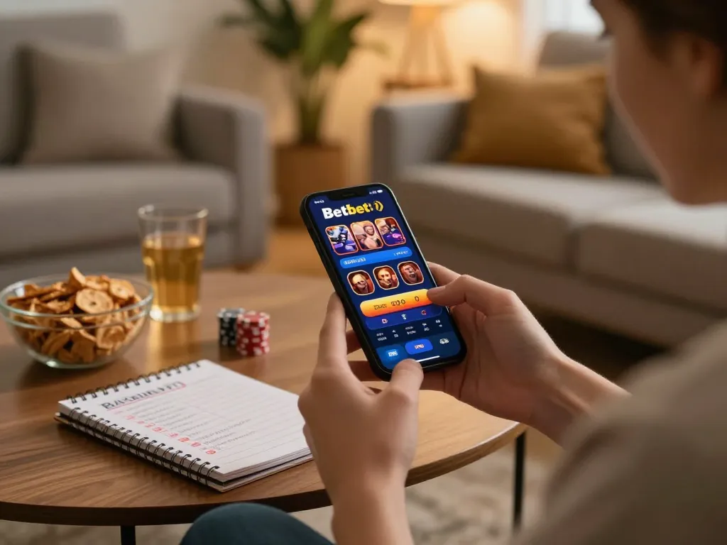 Engaging with the Betbet app for exciting mobile casino gaming at home.