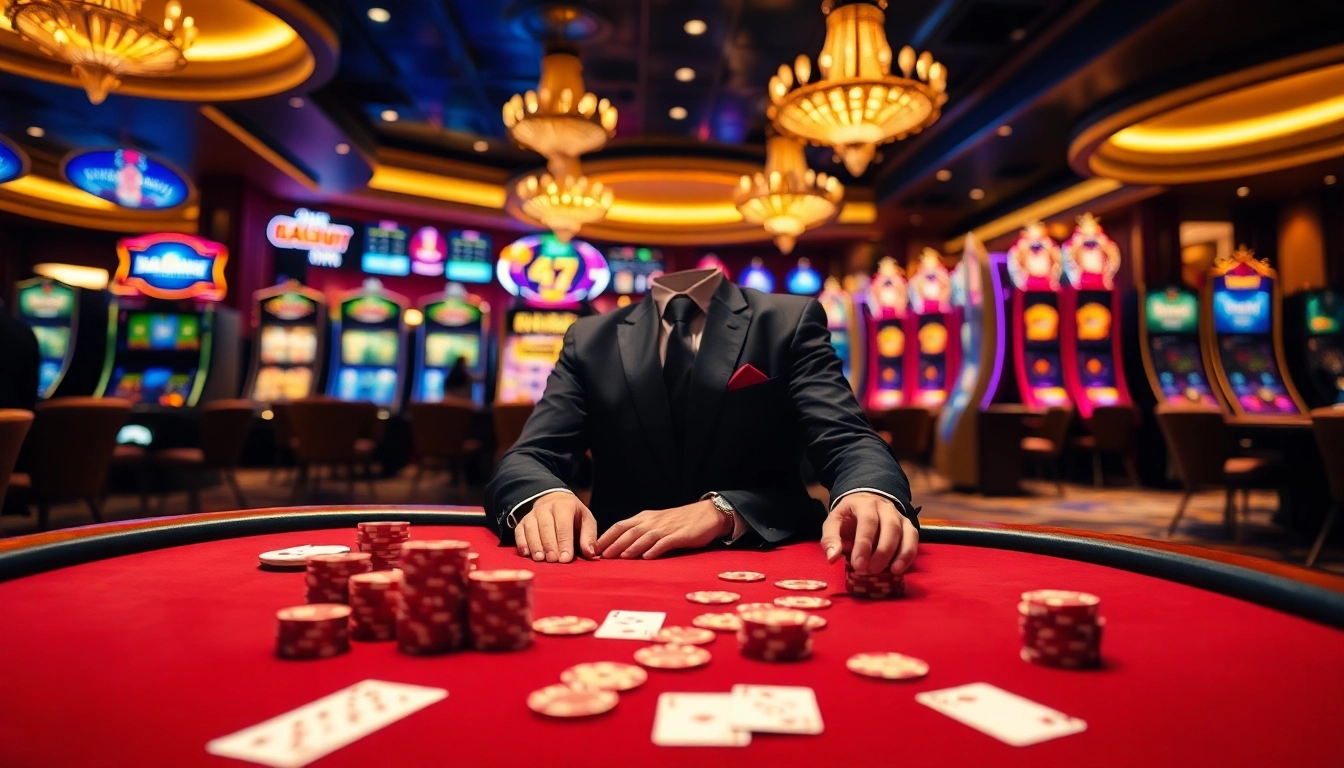 Experience thrilling gameplay at 13win with vibrant casino scenes featuring poker and slot machines.