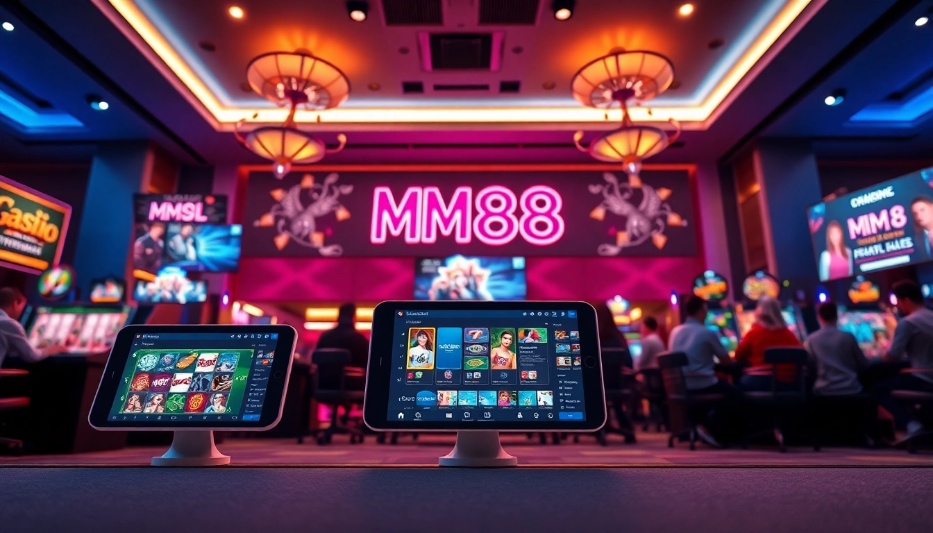 Experience the excitement of MM88 com online casino with vibrant gaming displays and enthusiastic players.