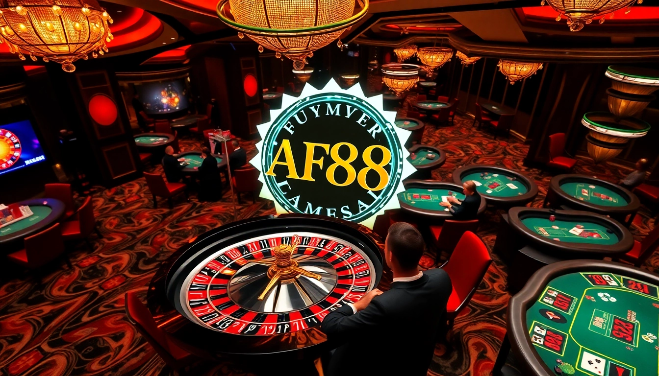 Experience the excitement of betting at AF88 with stunning casino visuals and engaging gaming elements.