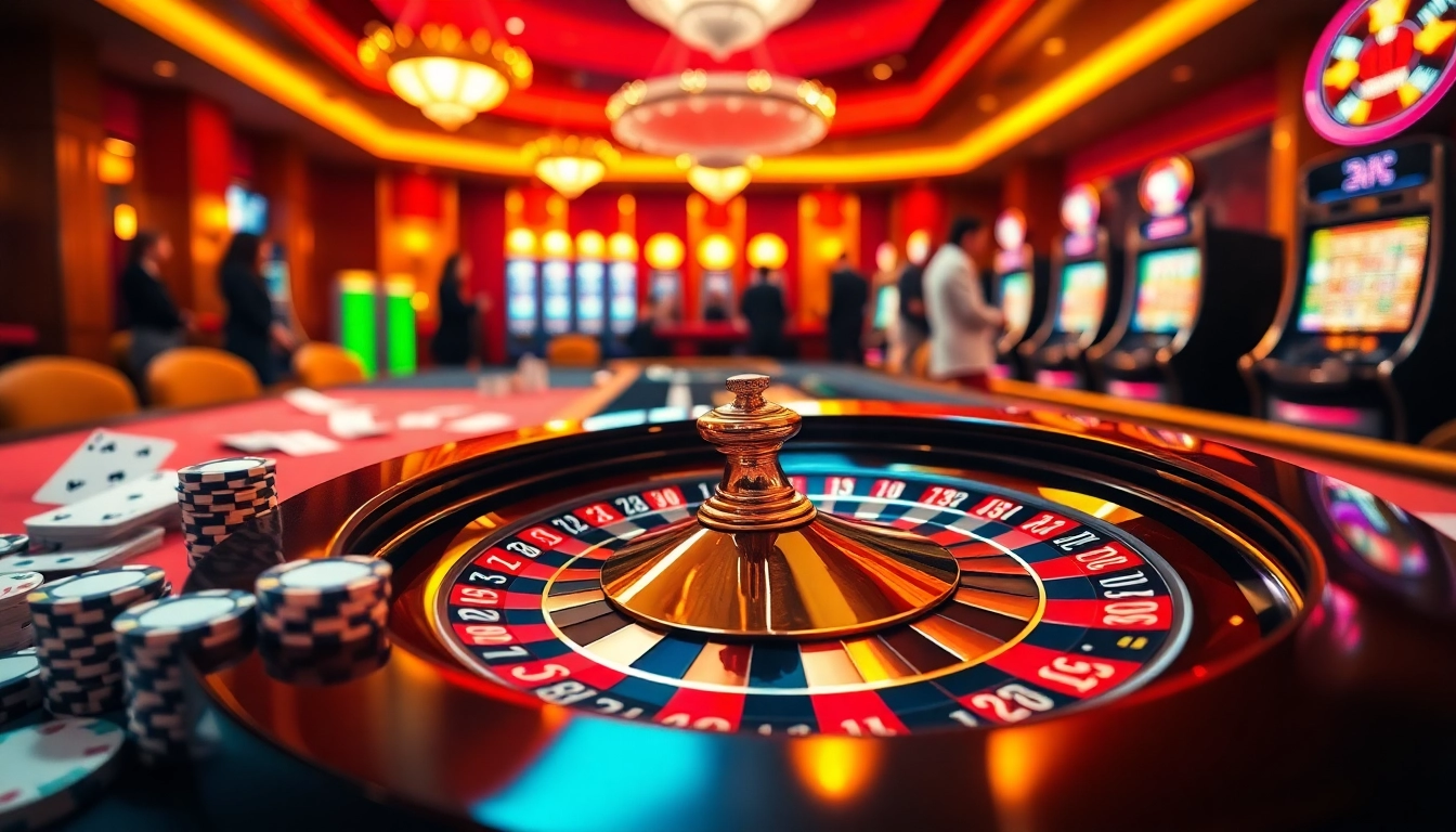 Experience thrilling gameplay at 888new with a vibrant casino scene featuring roulette tables and high-stakes excitement.