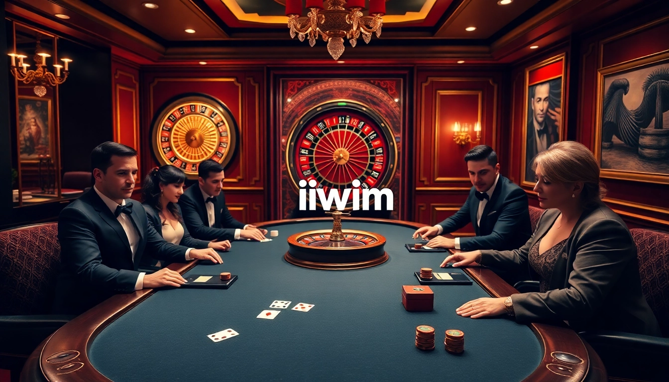 Iwin players enjoying high-stakes poker in a luxurious casino environment with elegant decor.