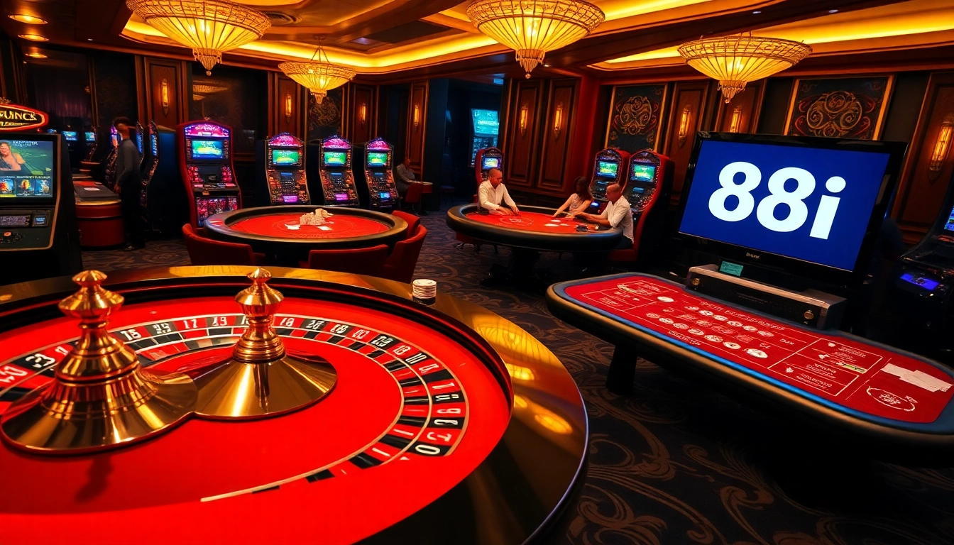 Experience the thrills of casino gaming with 88i's extravagant roulette and poker tables.