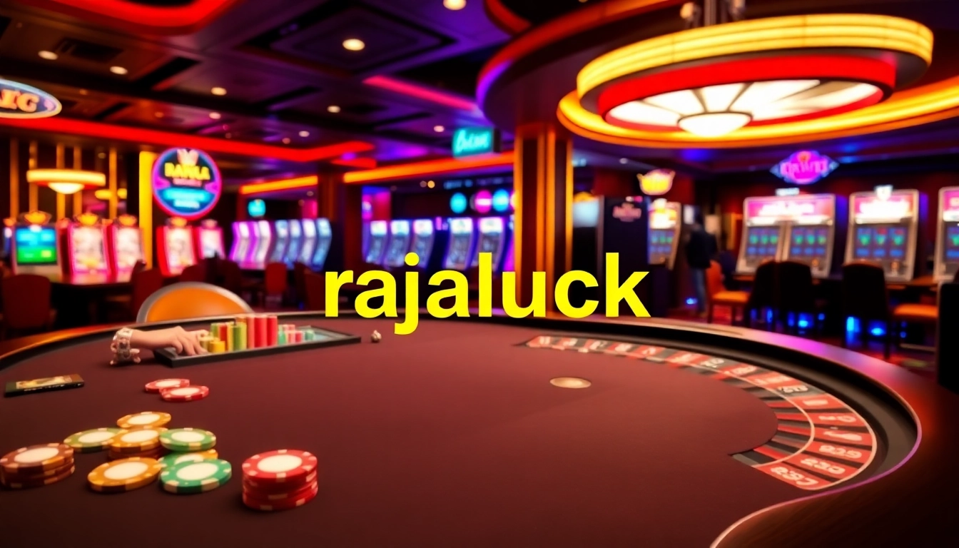 Experience the excitement at rajaluck casino with vibrant poker tables and modern slot machines.