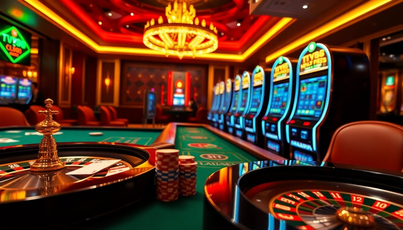 Players engaging with thrilling casino games at TV88, showcasing dynamic gambling action.