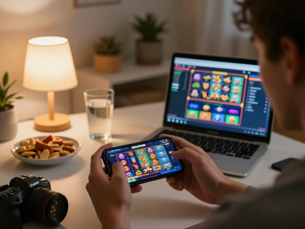 Experience NEKATWIN link alternatif in an exciting mobile gaming session featuring vibrant slot graphics.