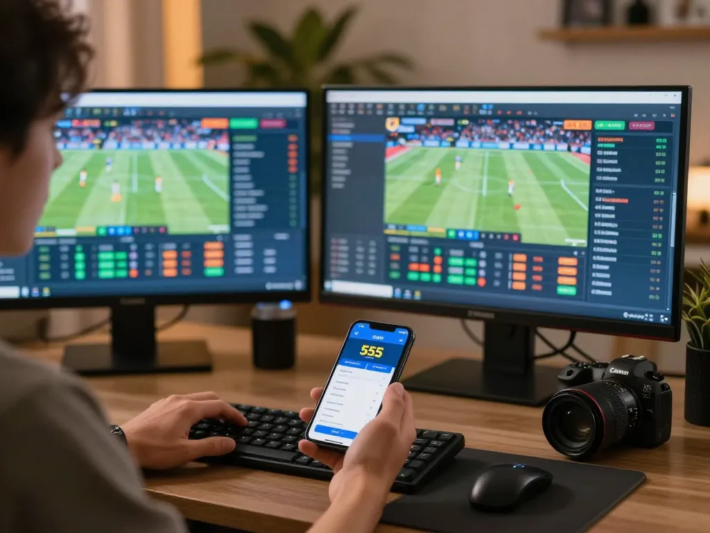 Experience online sports betting with 555win app showing live odds and games