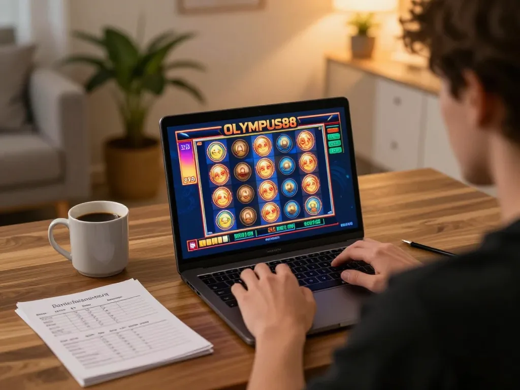 Engaging in OLYMPUS88 mega slot games from the comfort of home while managing bankroll.