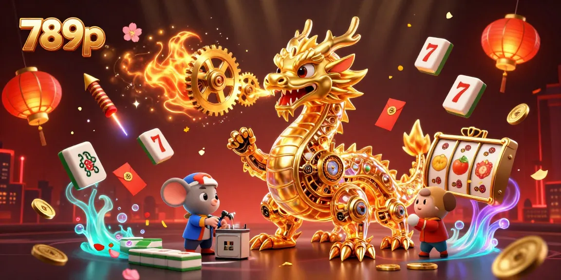 Win big at 789p with dynamic, colorful casino action featuring a mechanical dragon and game elements.